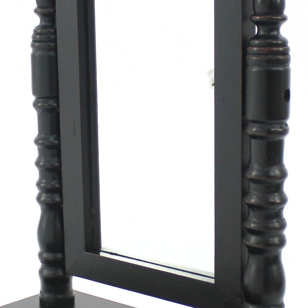 20" Black Wood Framed Freestanding Makeup Shaving Tabletop Mirror