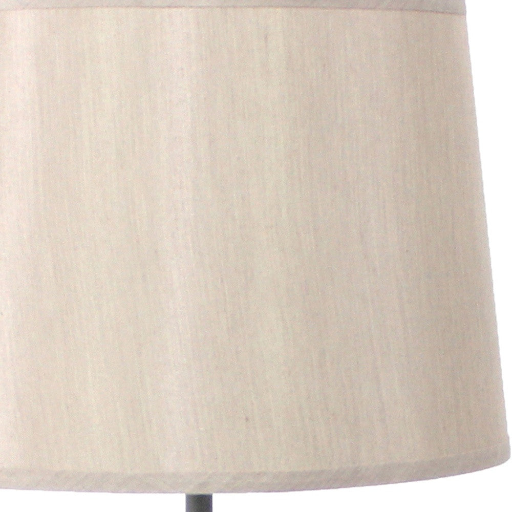 28" Distressed Gray Metal Novelty Bedside Lamp With Beige Drum Shade