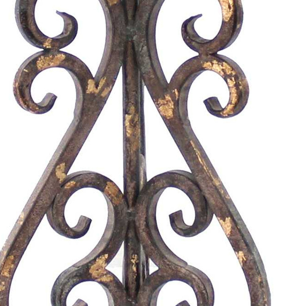 24" Distressed Bronze Metal Novelty Bedside Lamp With Khaki Drum Shade