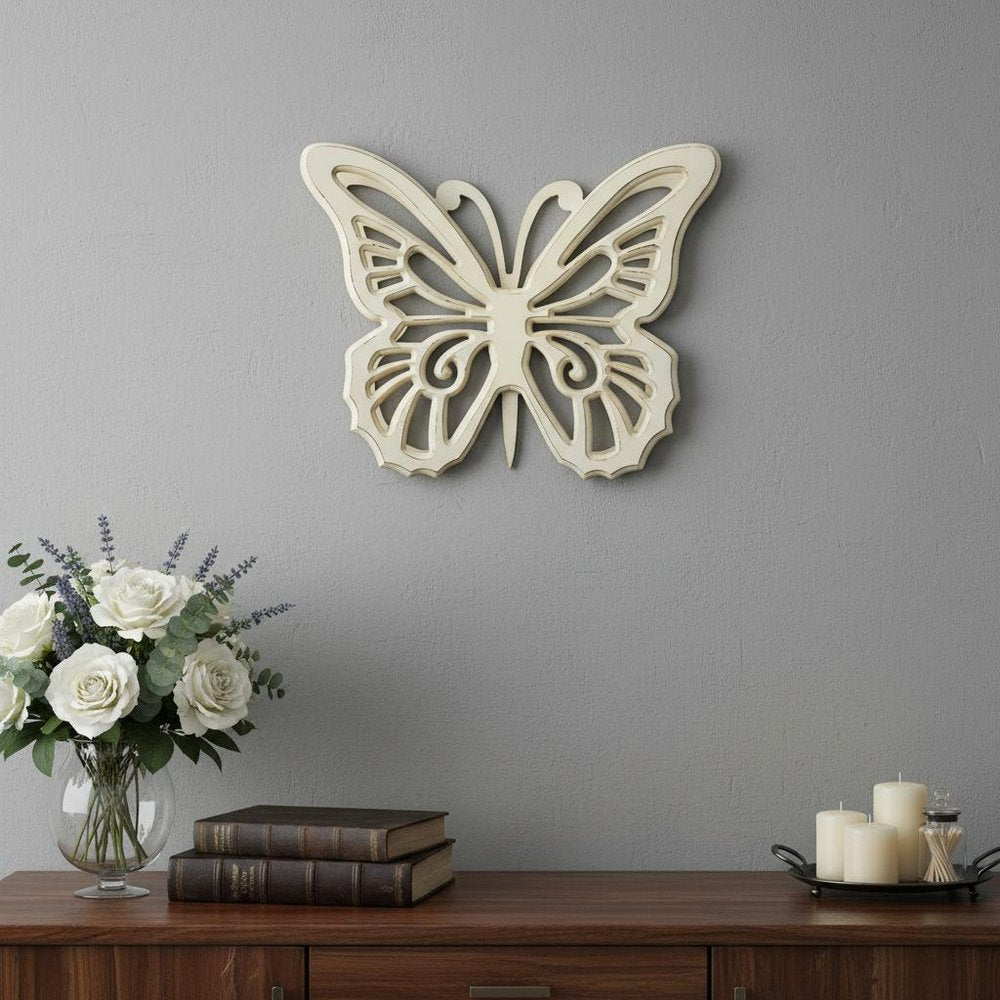 23" X 19" Red Butterfly Wood Hanging Dimensional Sculpture