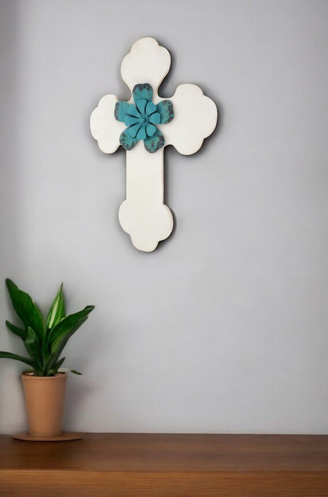 24" X 16" White Wood Cross