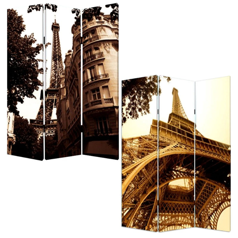 48" X 72" Multi Color Wood Canvas Paris Screen