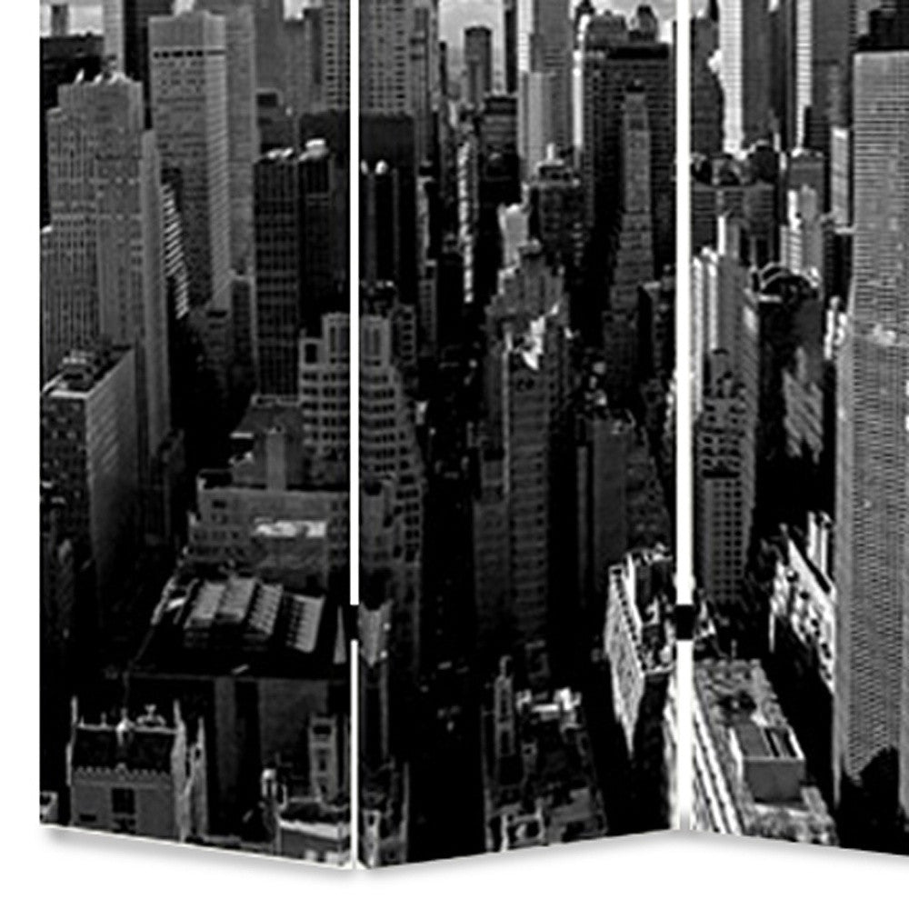 48" X 72" Multi Color Wood Canvas New York Skyline Screen