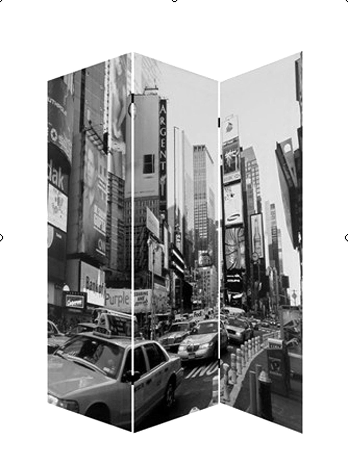 48 X 72 Multi Color Wood Canvas New York City Screen