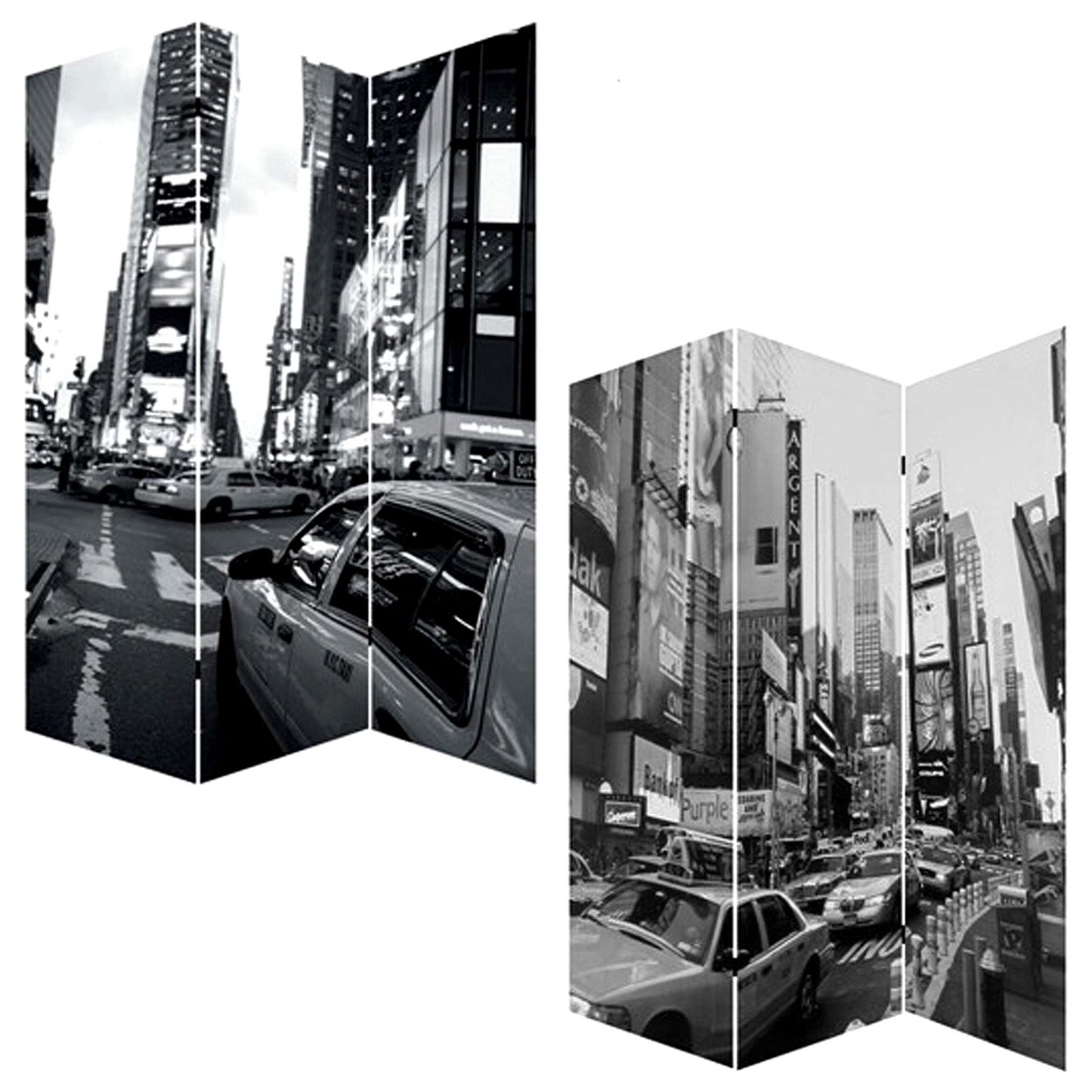 48 X 72 Multi Color Wood Canvas New York City Screen