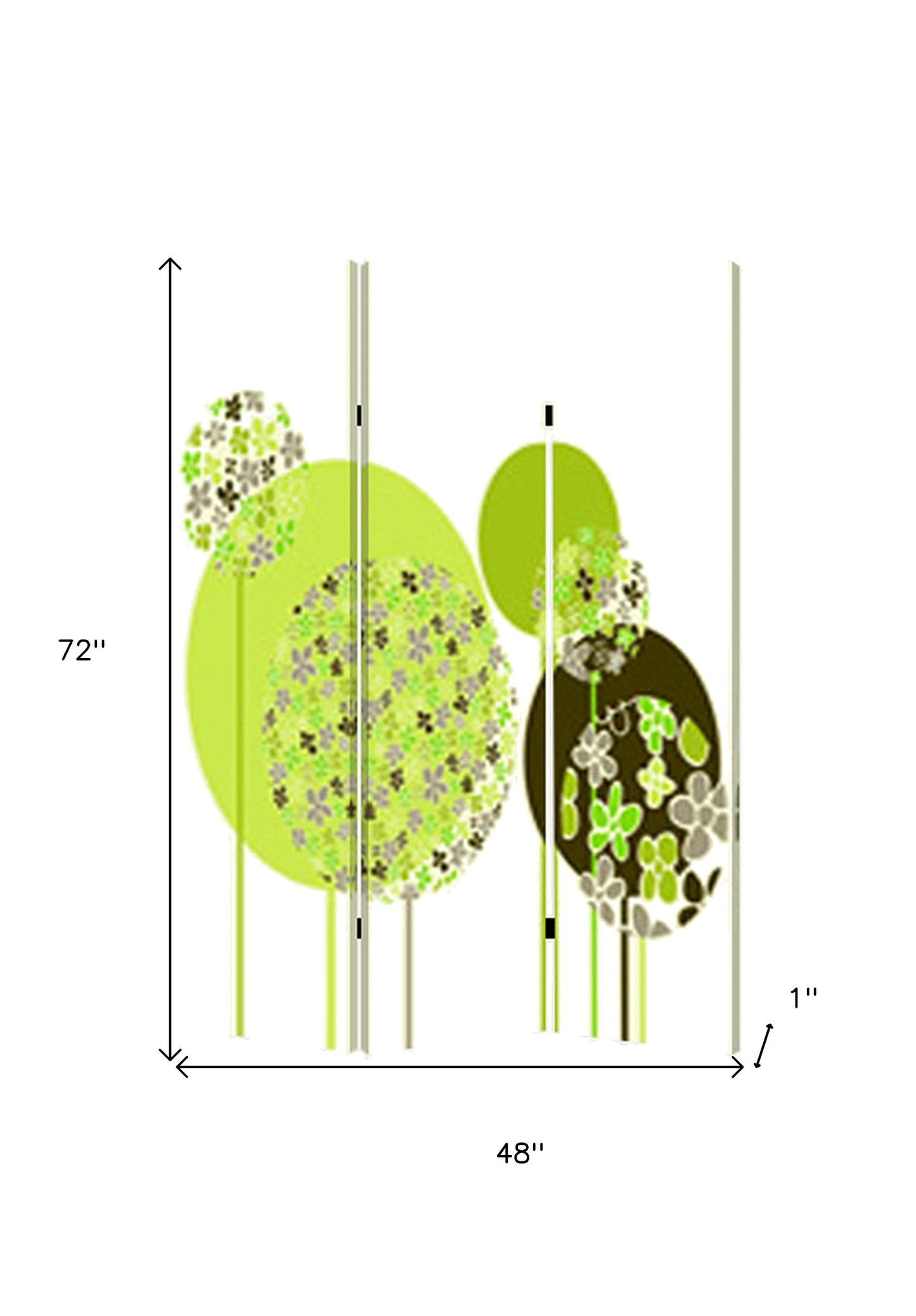 48 X 72 Multi Color Wood Canvas Floral Buds Screen