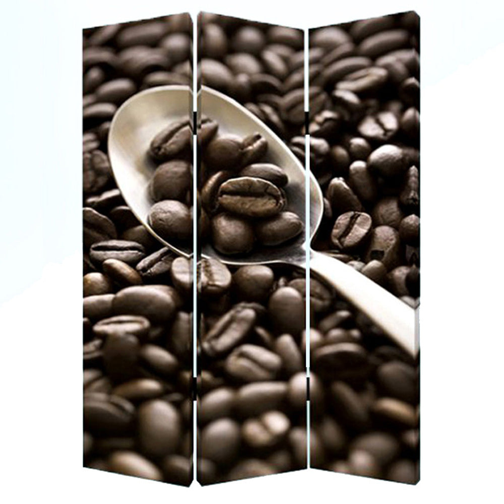 48" X 72" Multi Color Wood Canvas Coffee Time Screen