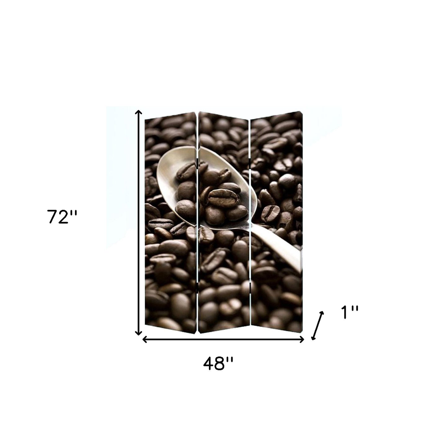 48" X 72" Multi Color Wood Canvas Coffee Time Screen