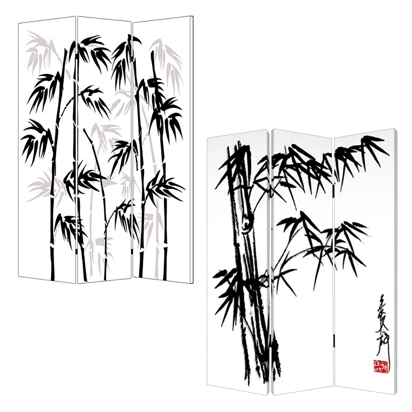 48 X 72 Multi Color Wood Canvas Bamboo Leaf Screen