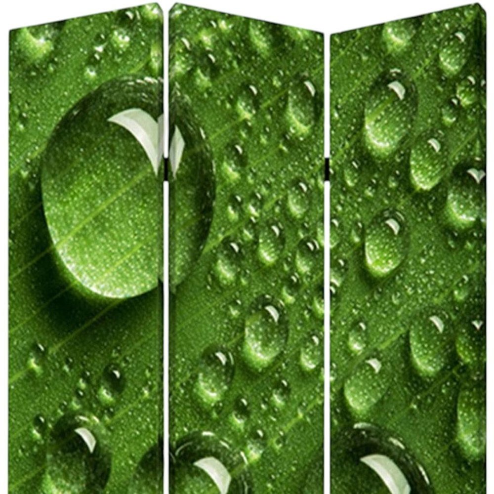 72" Green Canvas Folding Three Panel Screen Room Divider