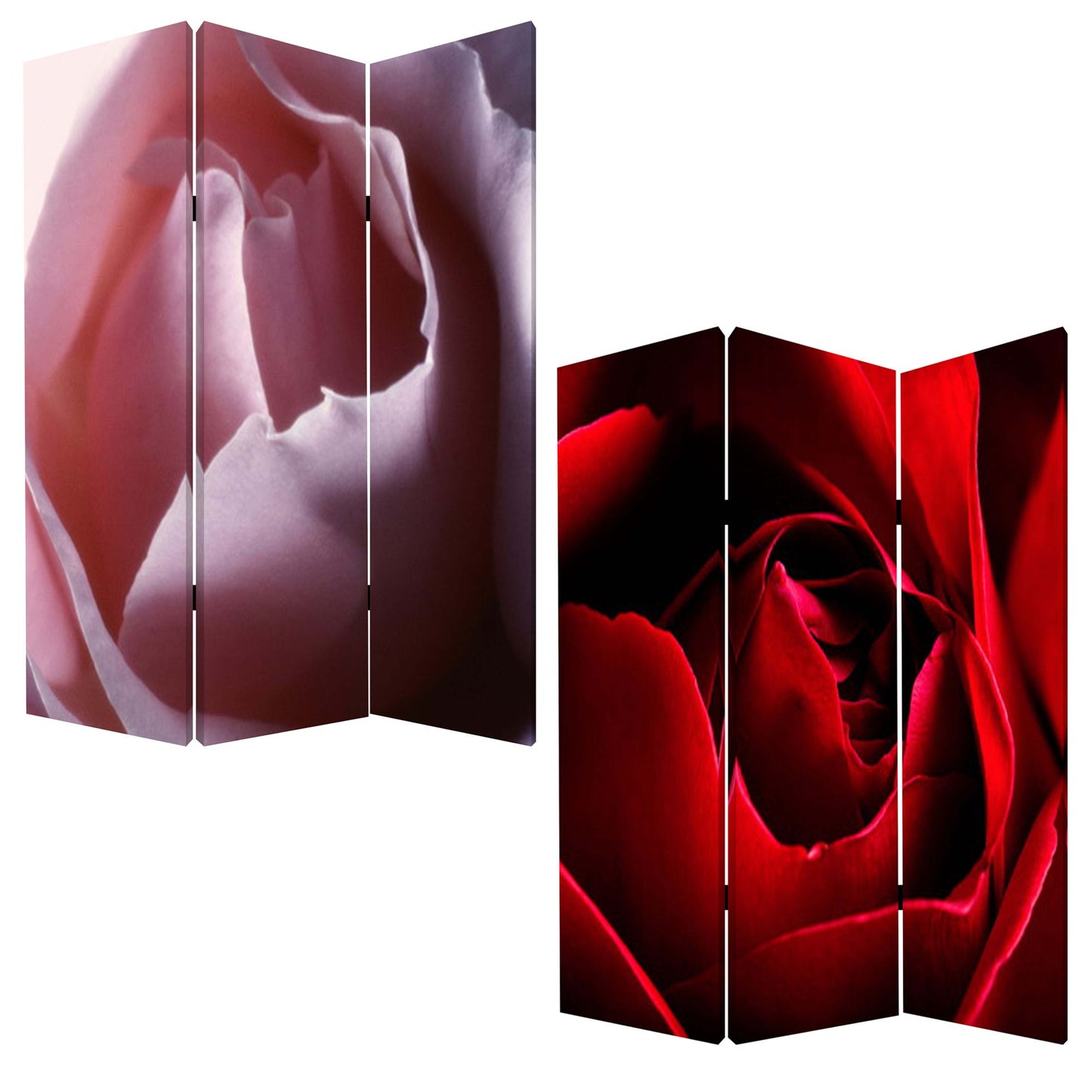 48 X 72 Multi Color Wood Canvas Rose Screen