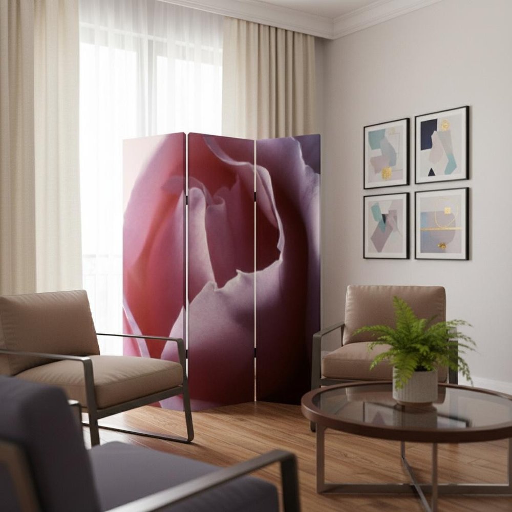 48 X 72 Multi Color Wood Canvas Rose Screen