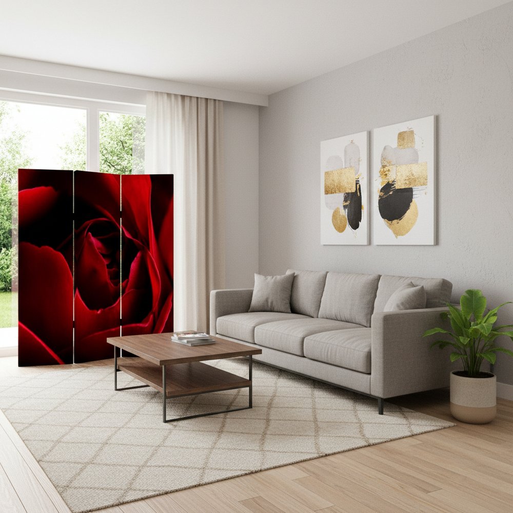 48 X 72 Multi Color Wood Canvas Rose Screen