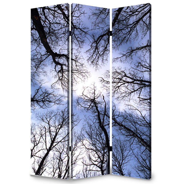 48" X 72" Multi Color Wood Canvas Forest Screen