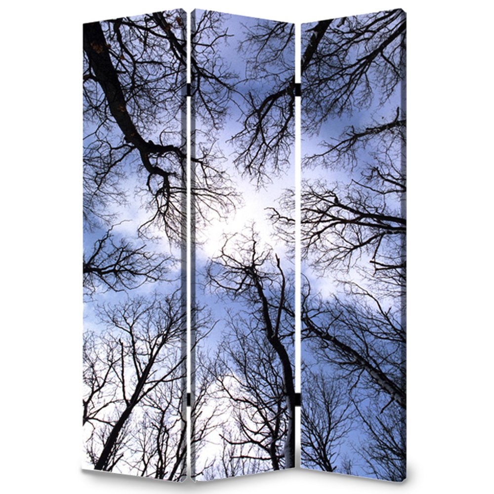 48" X 72" Multi Color Wood Canvas Forest Screen