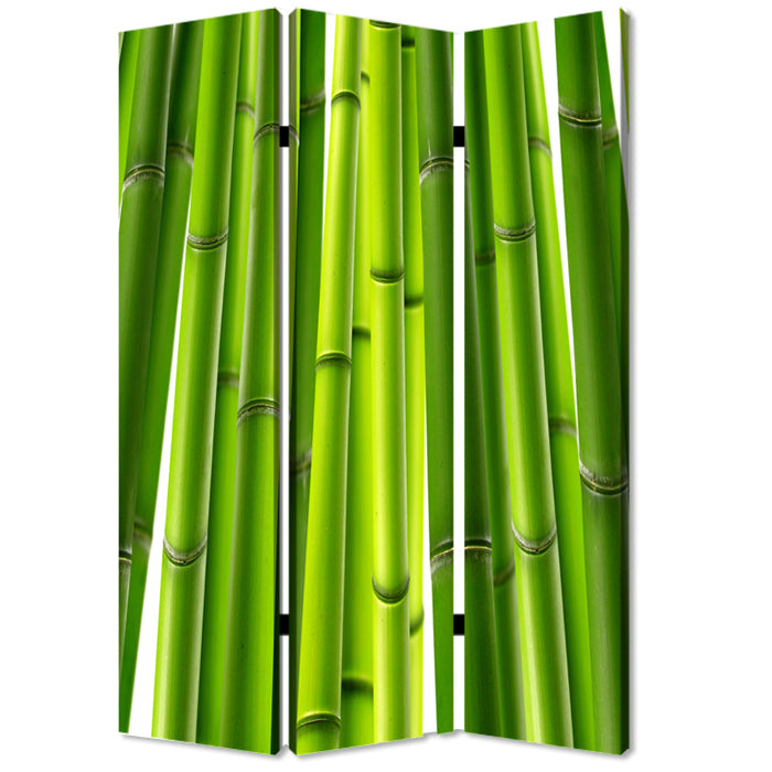 48" X 72" Multi Color Wood Canvas Bamboo Screen