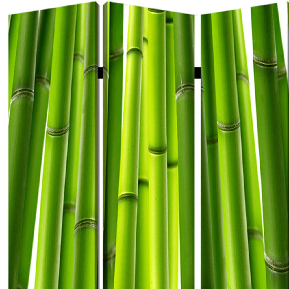 48" X 72" Multi Color Wood Canvas Bamboo Screen