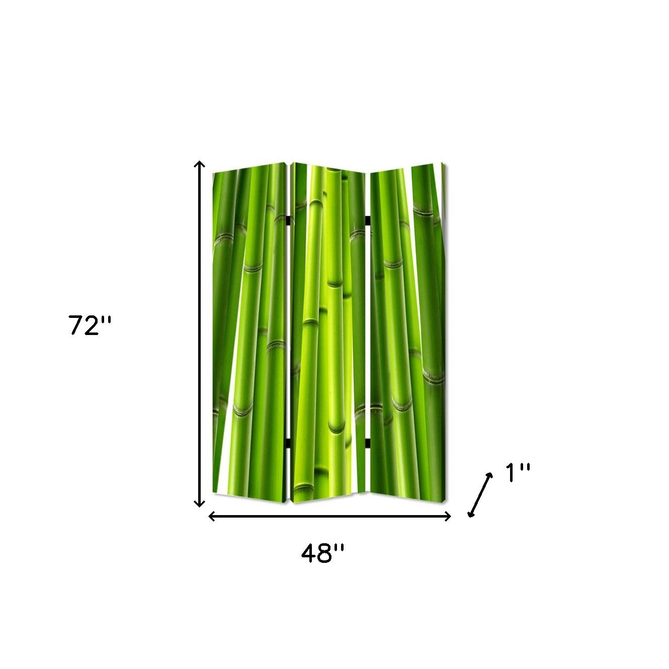 48" X 72" Multi Color Wood Canvas Bamboo Screen