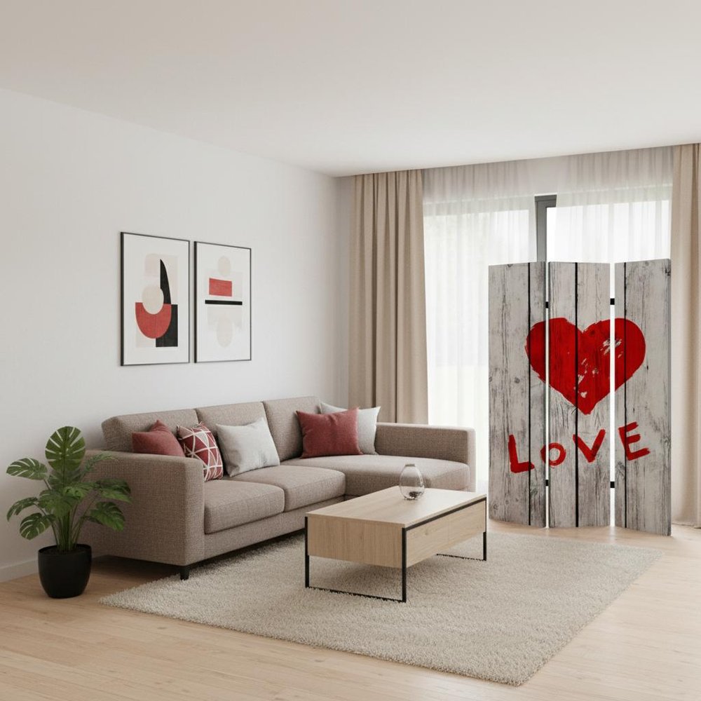 72" Brown Canvas Folding Three Panel Screen Room Divider