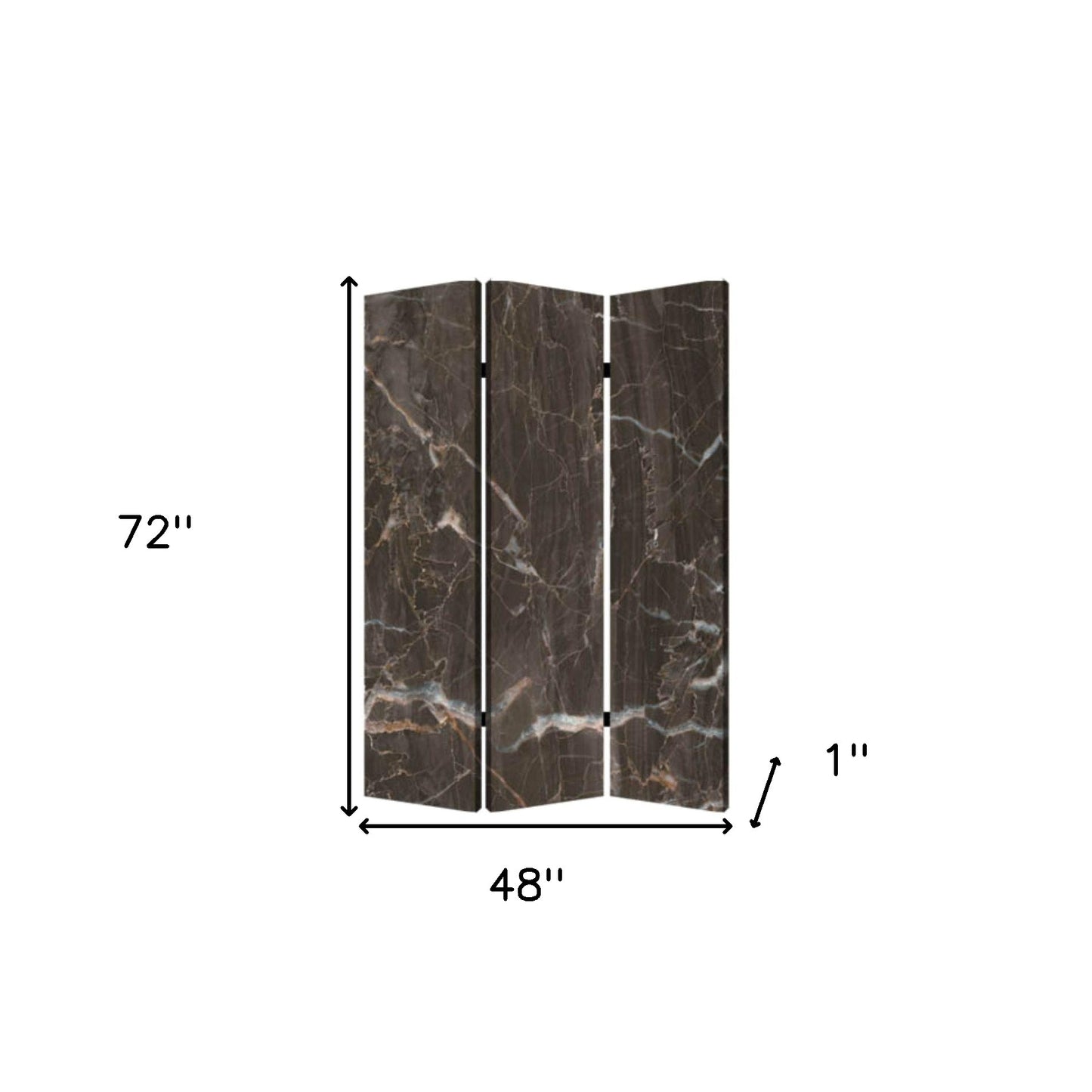 48" X 72" Multi Color Wood Canvas Black Marble Screen