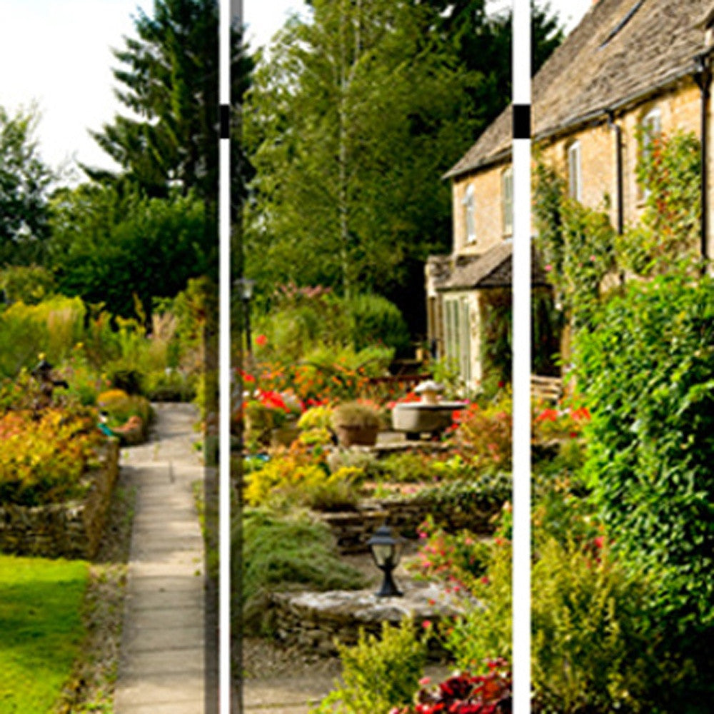 48" X 72" Multi Color Wood Canvas English Garden Screen