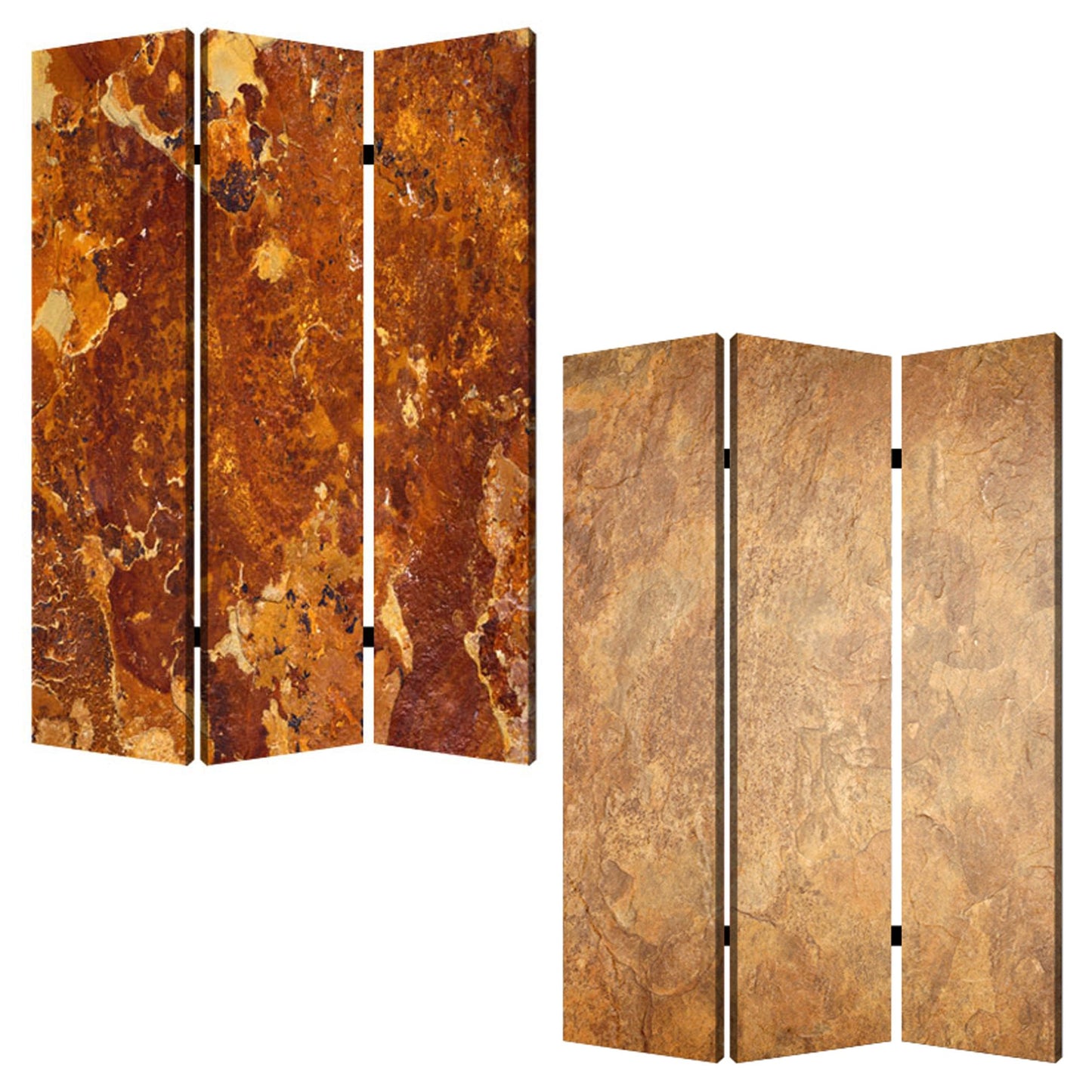 48" X 72" Multi Color Wood Canvas Brown Marble Screen