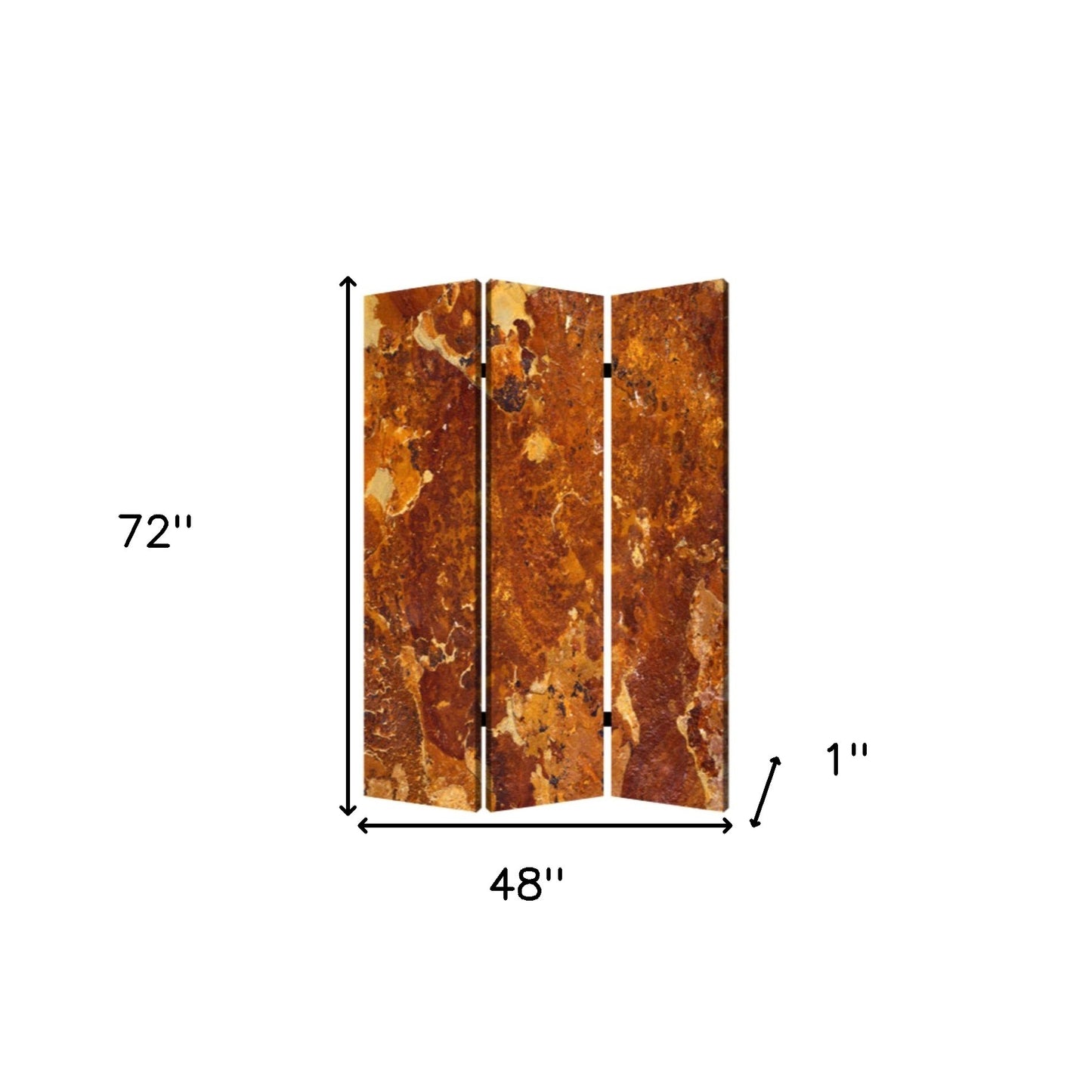 48" X 72" Multi Color Wood Canvas Brown Marble Screen