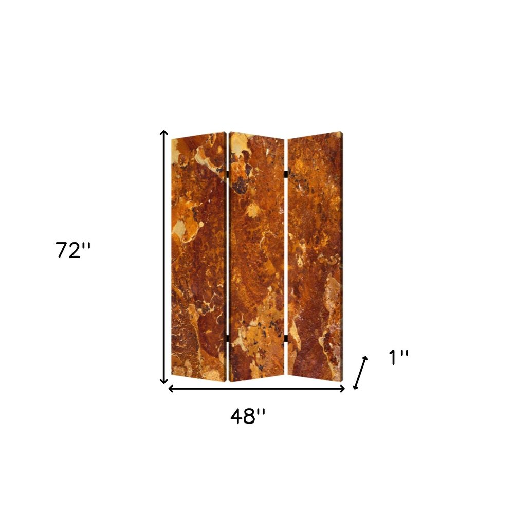 48" X 72" Multi Color Wood Canvas Brown Marble Screen