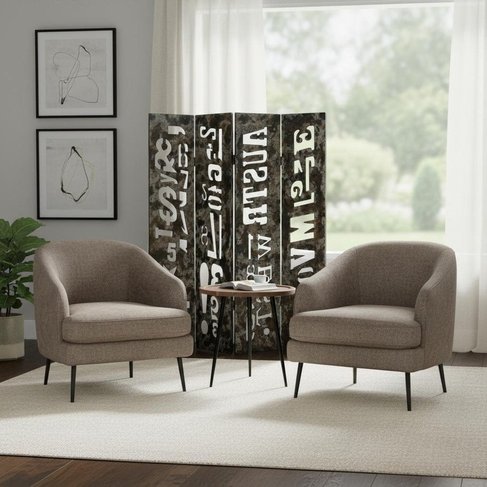 71" Brown Wood Folding Four Panel Screen Room Divider