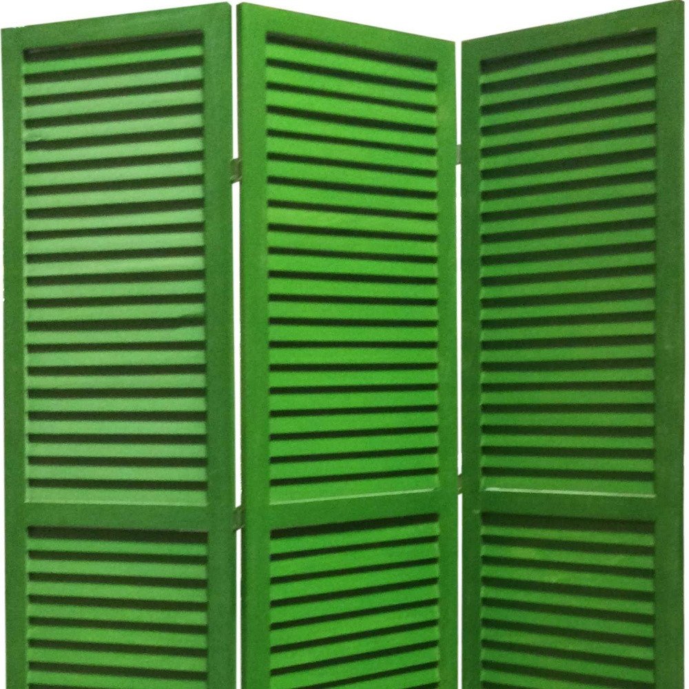 67" Black Wood Folding Three Panel Screen Room Divider