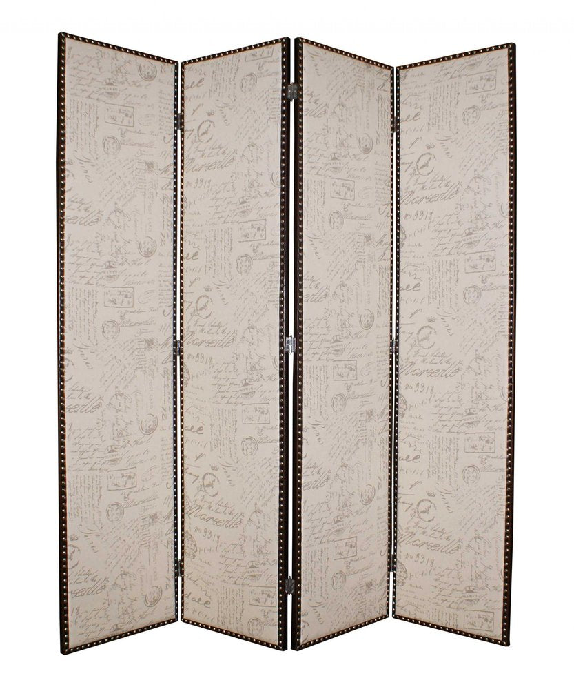 84 X 84 Tan Wood & Fabric Screen