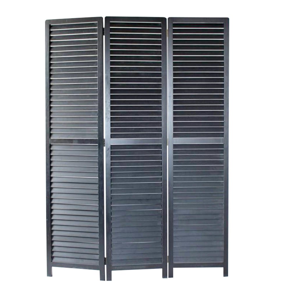 67" Black Solid Wood Panel Screen Room Divider