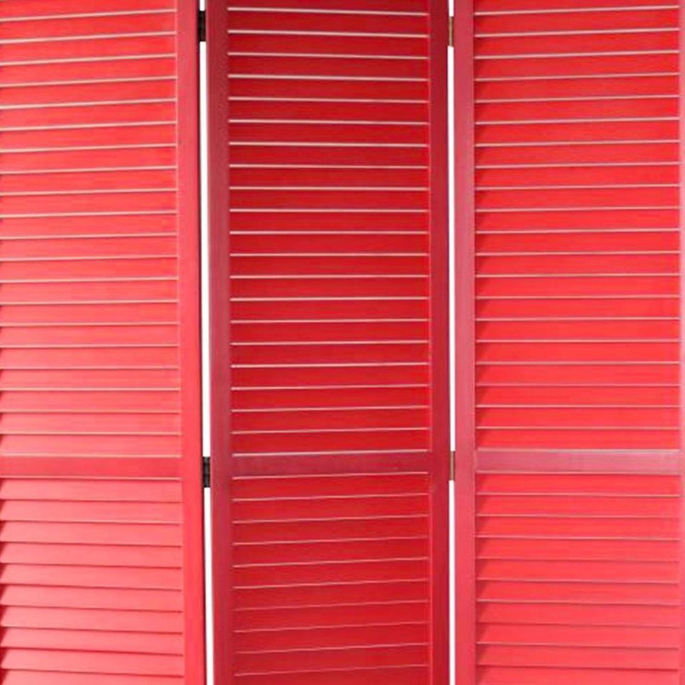 67" Red Solid Wood Panel Screen Room Divider