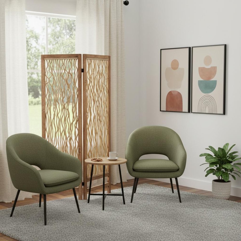 60 X 69 Brown 3 Panel Wood Foldable Screen