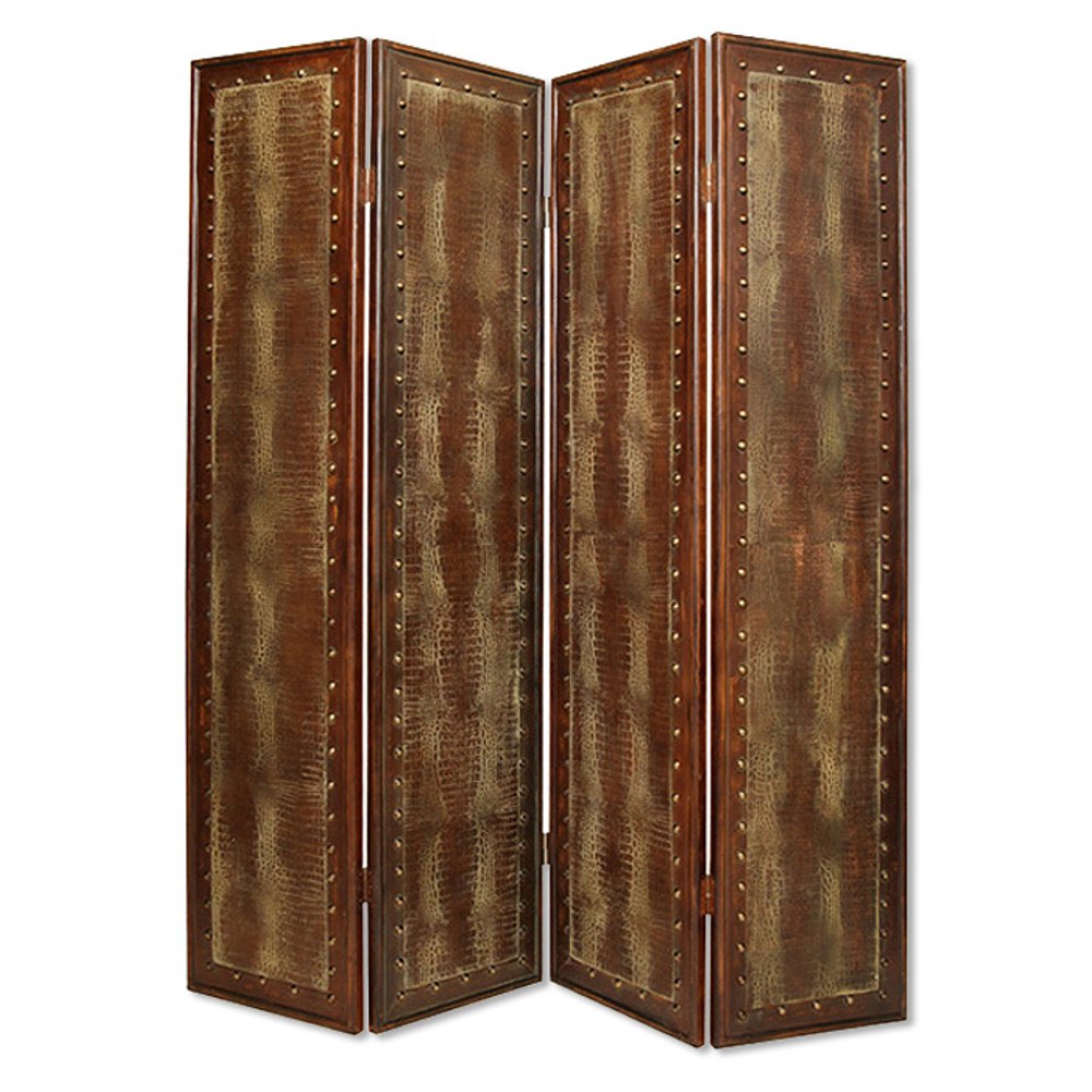 76" X 84" Brown Faux Leather Reptillian Screen