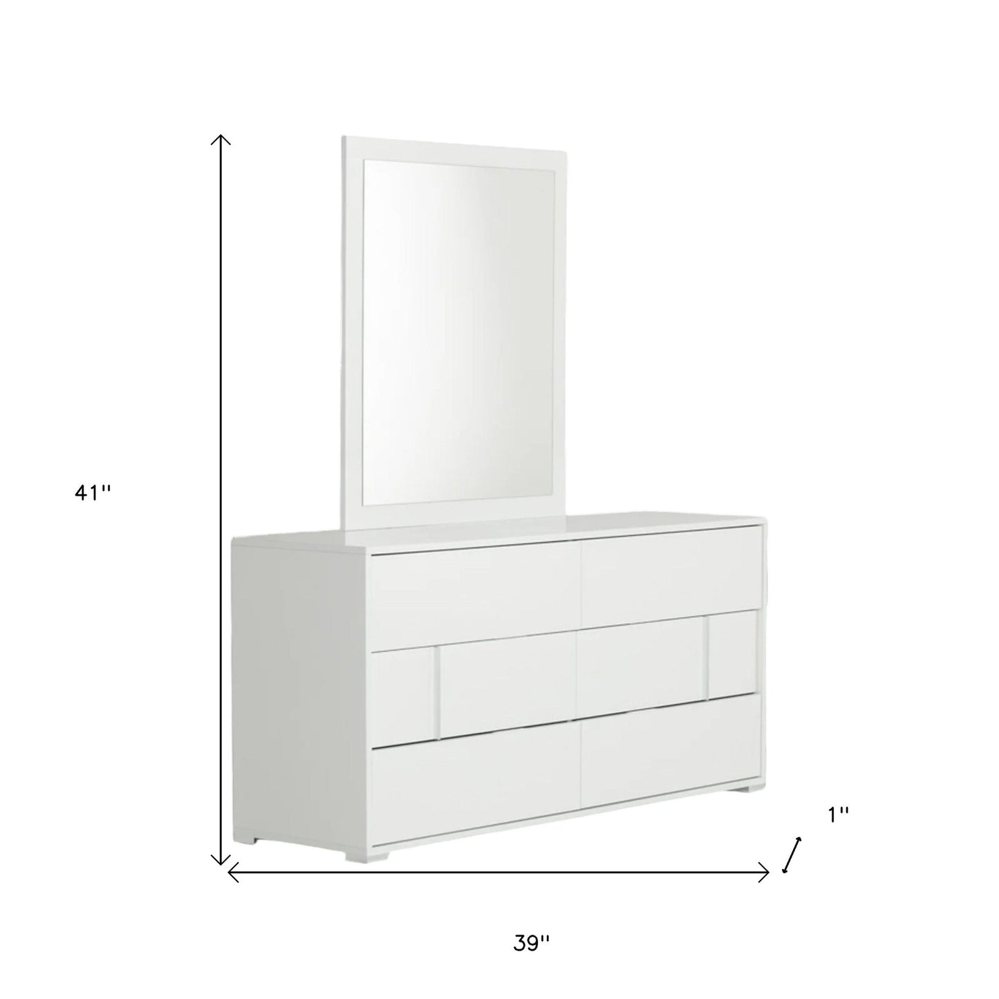 41" Beige Wood Framed Mounted Dresser Mirror