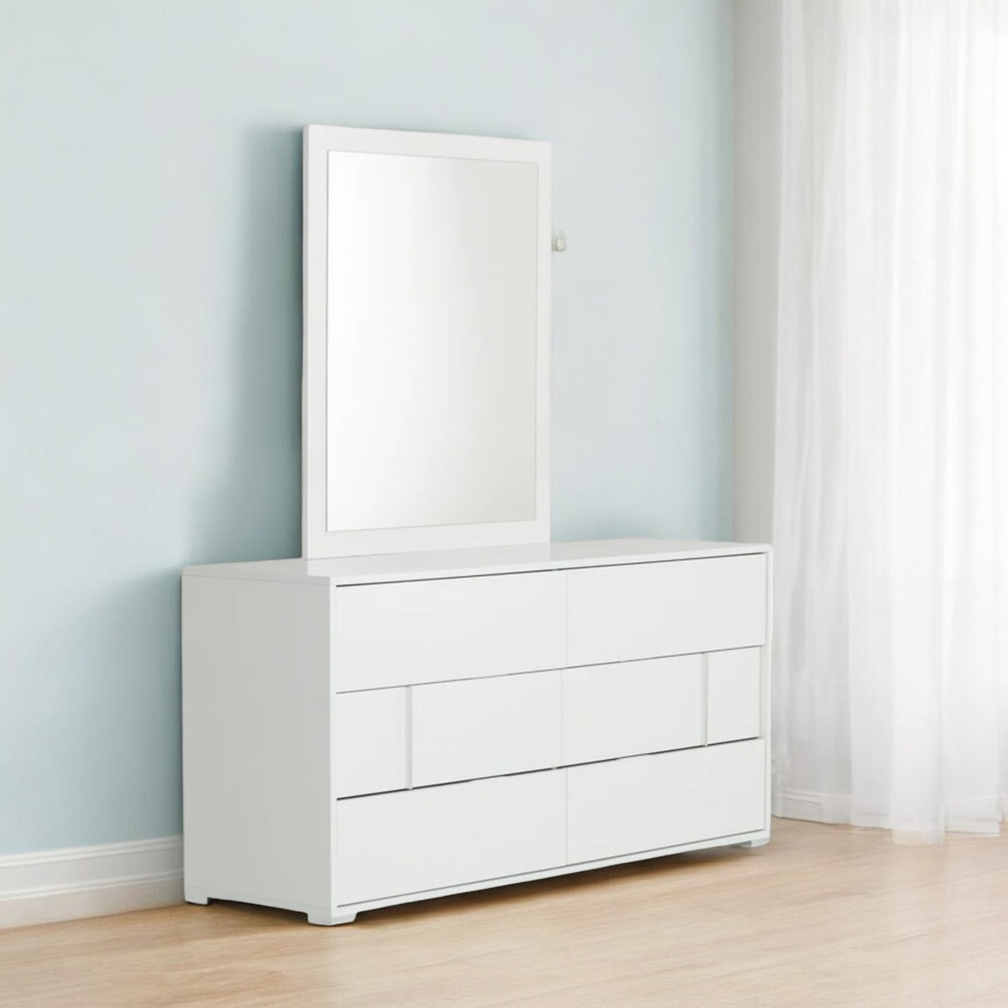 41" Beige Wood Framed Mounted Dresser Mirror