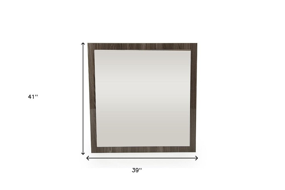 41" Gray Square Wood Framed Accent Mirror