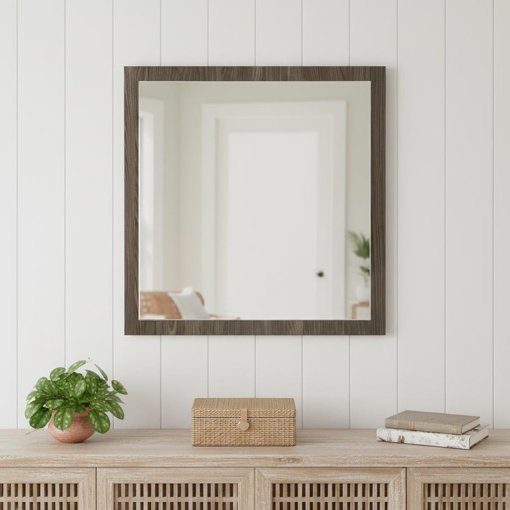 41" Gray Square Wood Framed Accent Mirror