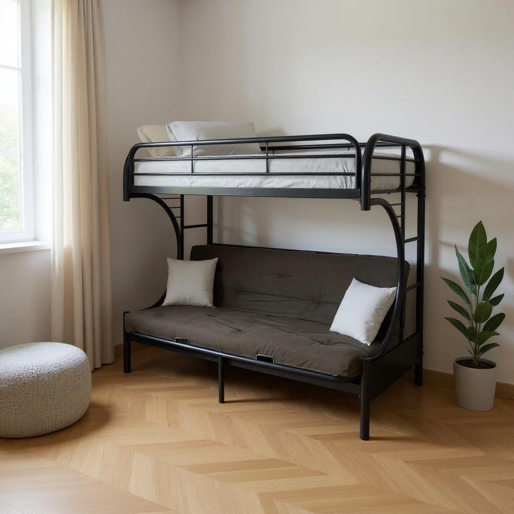 Black Twin Over Queen Bunk Bed