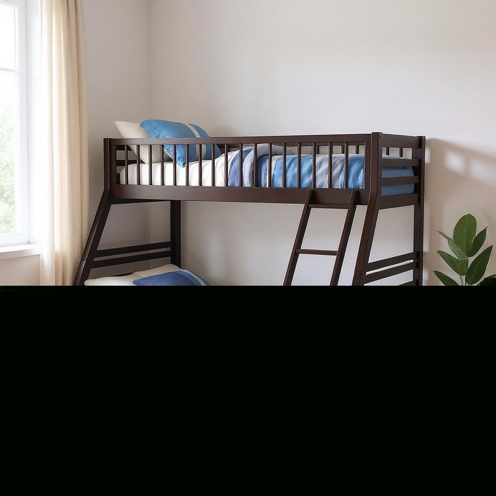 Espresso Twin Over Queen Solid Wood Bunk Bed With Storage