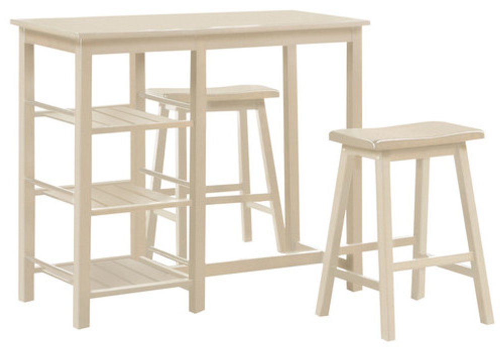 43" Three Piece Beige Solid Wood Rectangular Bar Table