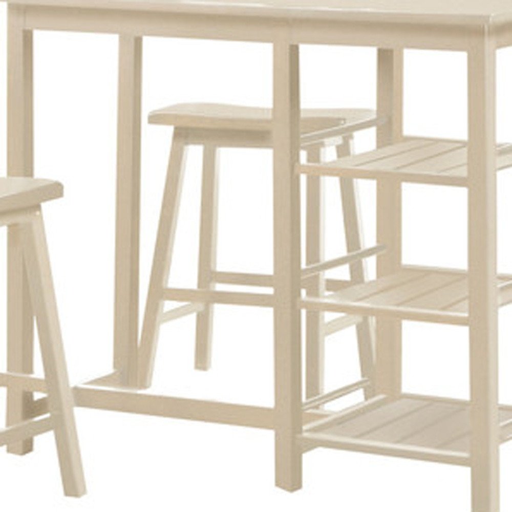 43" Three Piece Beige Solid Wood Rectangular Bar Table