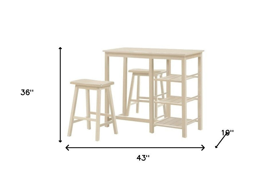 43" Beige Solid Wood Console Table
