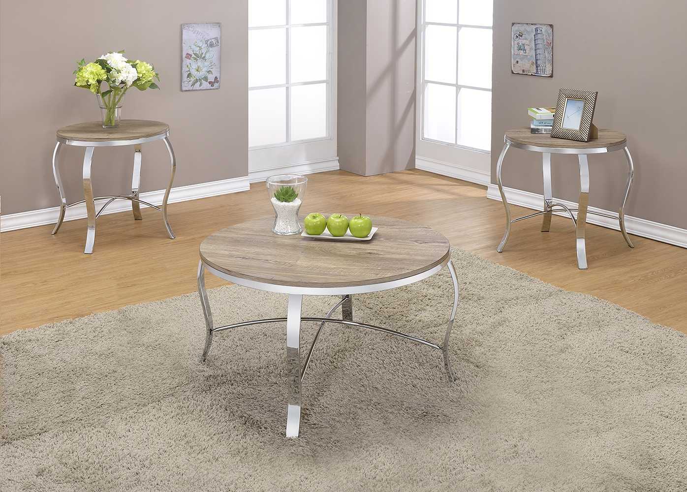 Three Piece Coffee table And End table Steel Seating Set