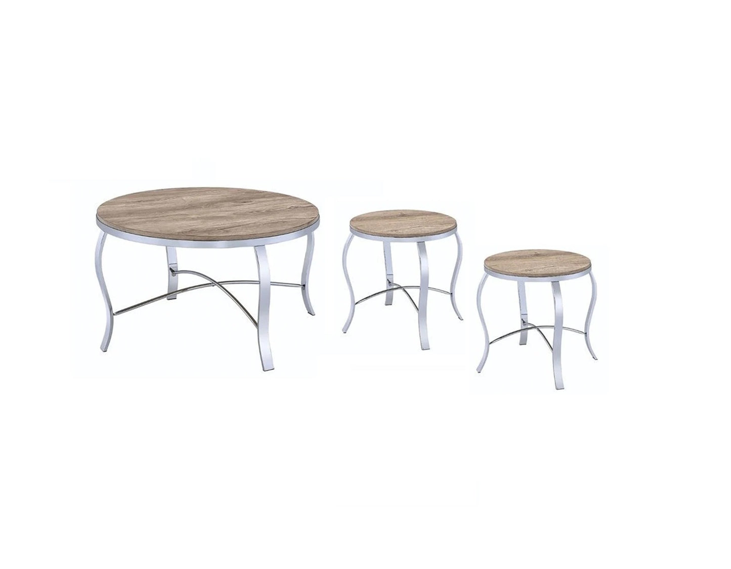 Three Piece Coffee table And End table Steel Seating Set