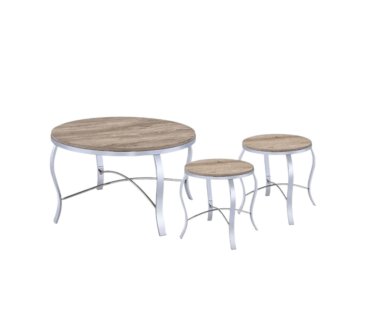 Three Piece Coffee table And End table Steel Seating Set