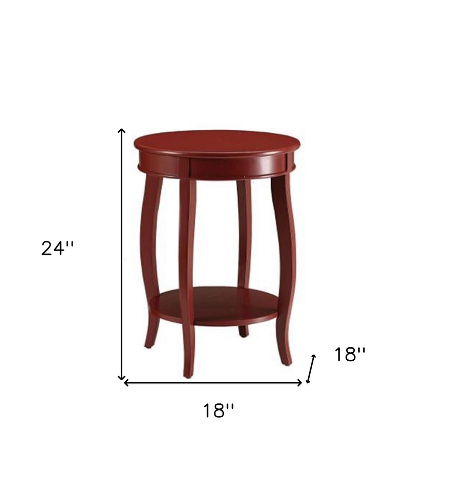 24" Teal Blue Solid Wood Round End Table With Shelf