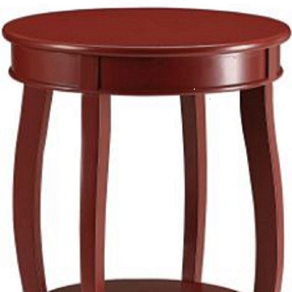 24" Teal Blue Solid Wood Round End Table With Shelf