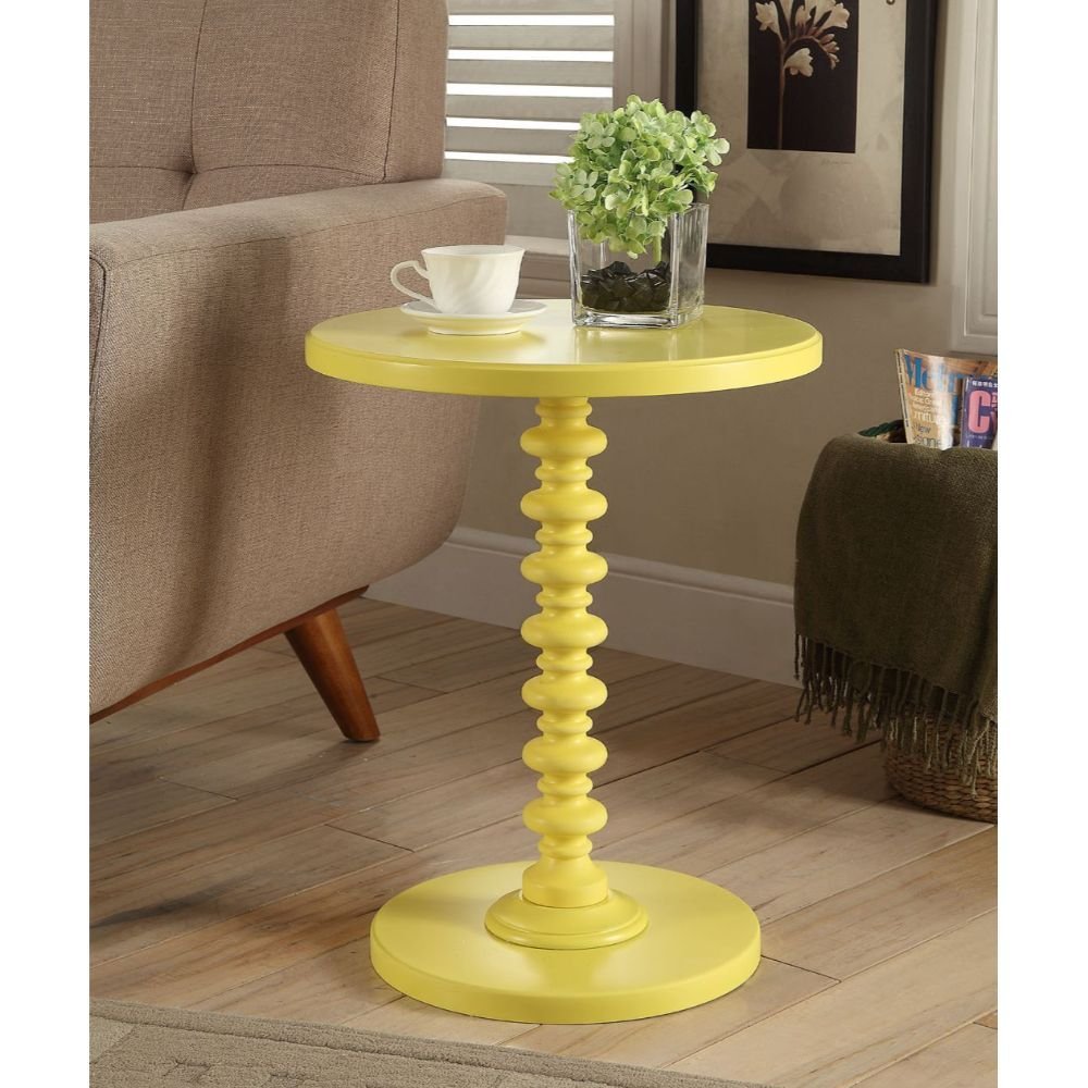 Fun Teal Wood Pedestal End Table